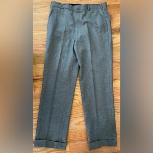 Vintage Brooks Brothers Flat Front Grey Wool Flannel Trousers - Flaw